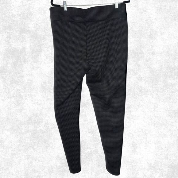 Hope & Harlow Black Houndstooth Stretch Pants L Pull-On Slim Leg Office Goth Alt - Picture 2 of 5